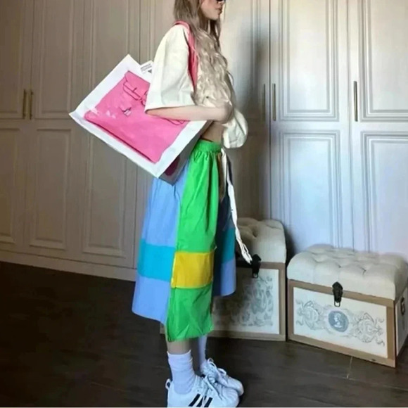 Reusable grocery tote bag, printed designer Birkin bag Large Capacity bags PINK - Picture 5 of 12